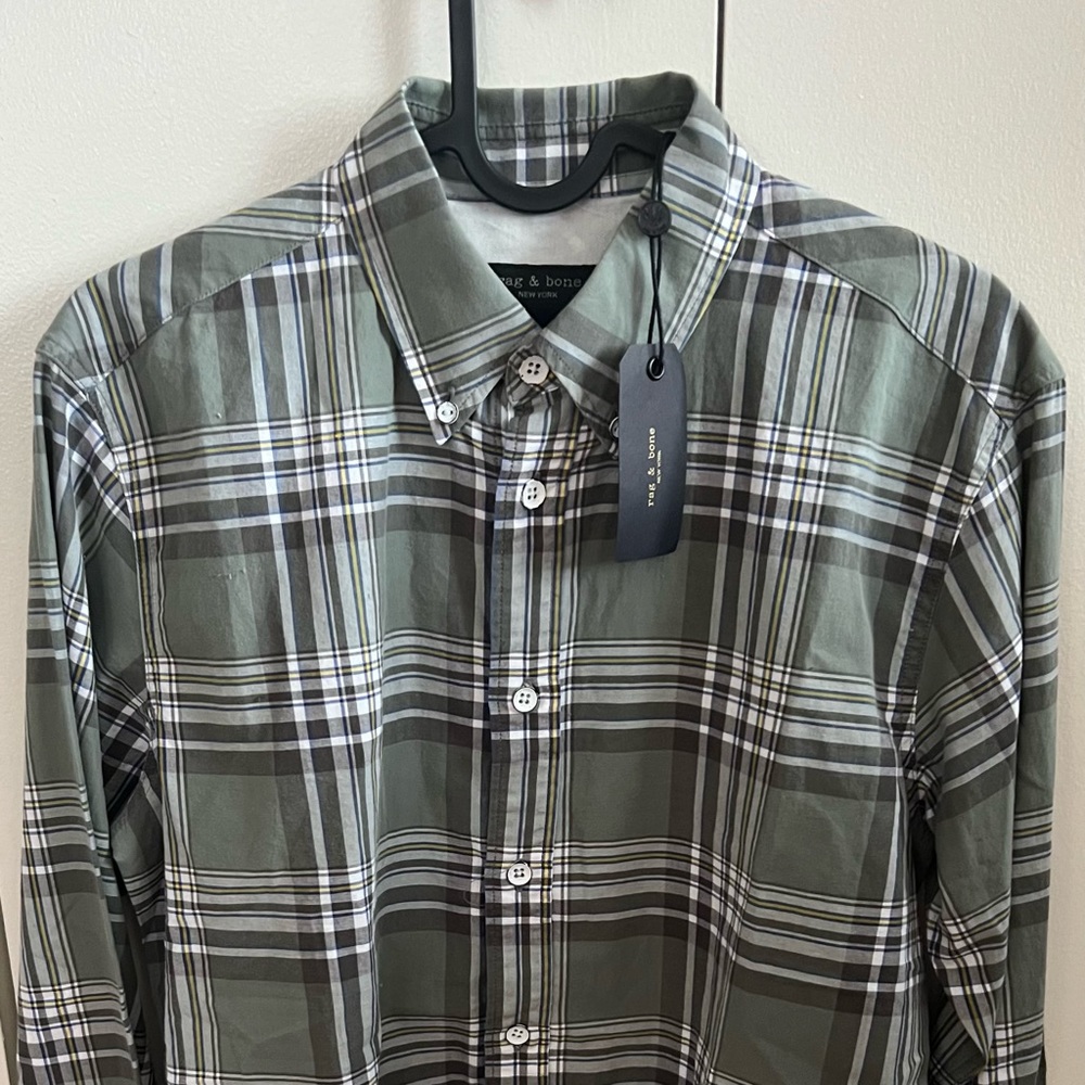 Rag & Bone Men’s XS Button-Up Green Multi Plaid $225 RETAIL Fit 2 Casual NWT!